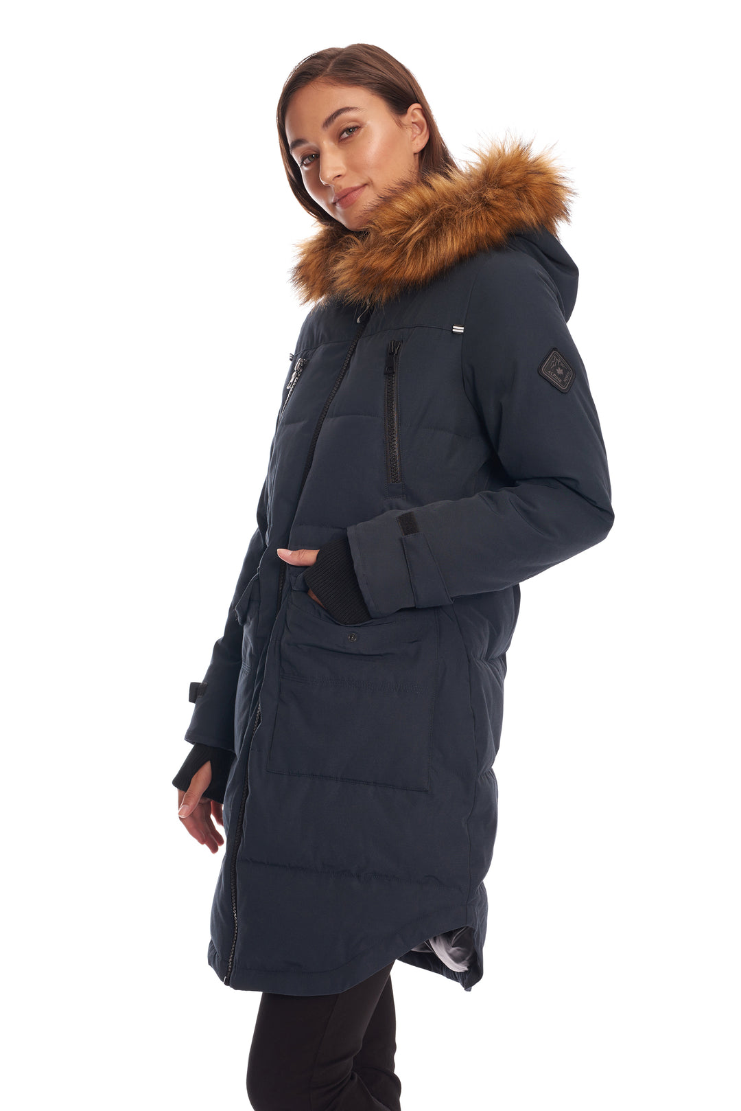 UKON | WOMEN'S VEGAN DOWN (RECYCLED) DRAWSTRING PARKA, NAVY