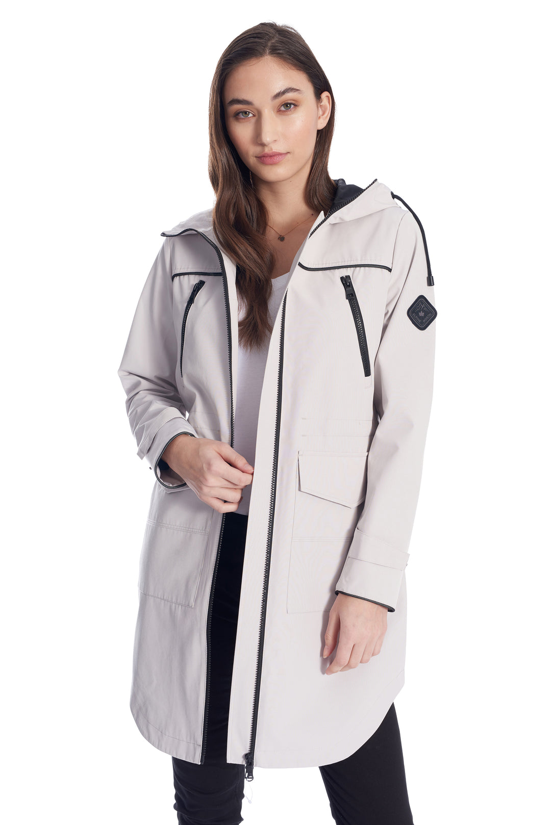 KUSAWA | WOMEN'S DRAWSTRING RAINCOAT, PLATINUM