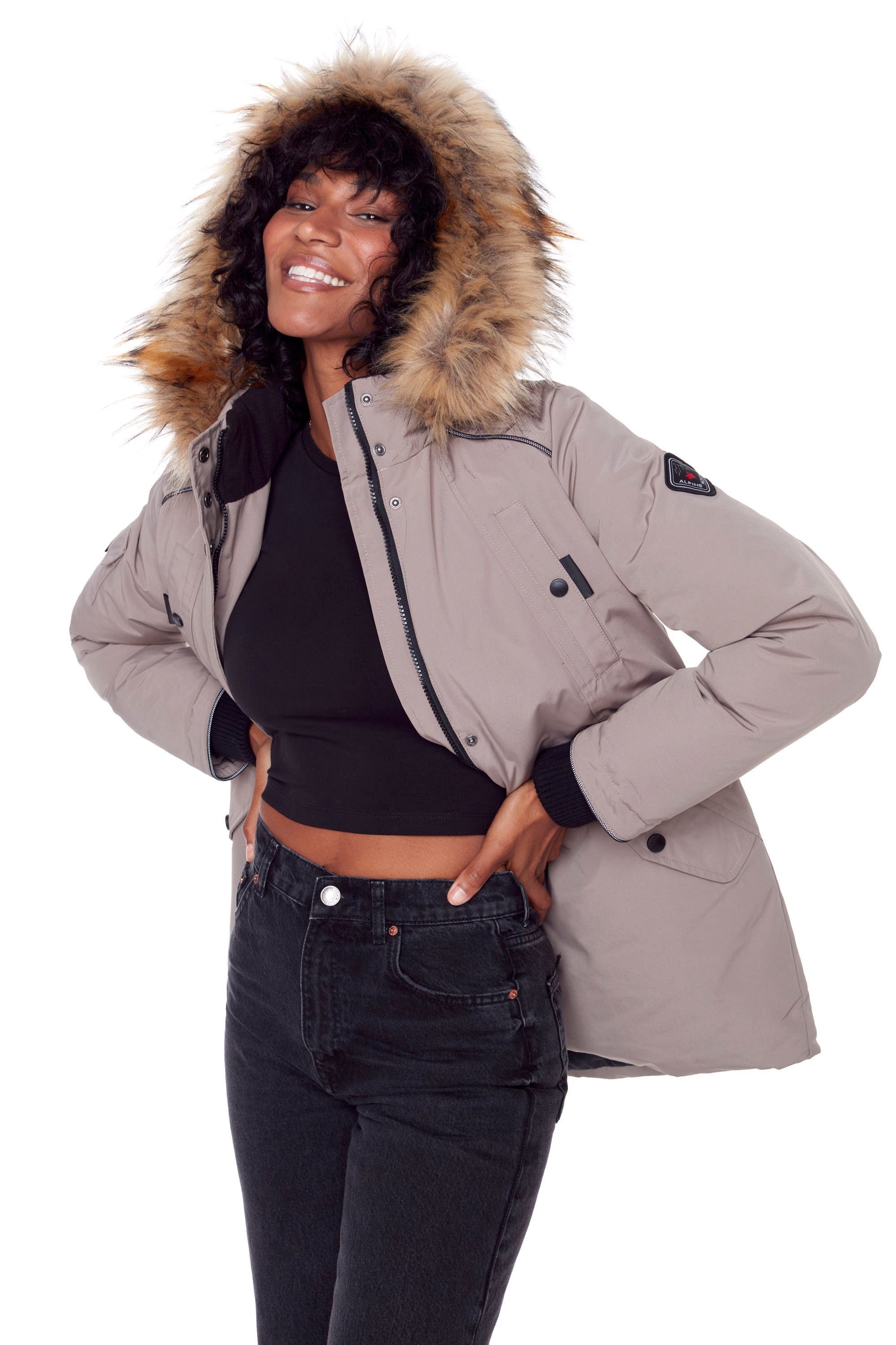 トップス DAIRIKU pinnup girl half zip parka GLACIER | WOMEN'S VEGAN DOWN (RECYCLED) PARKA, TAUPE – Alpine North US