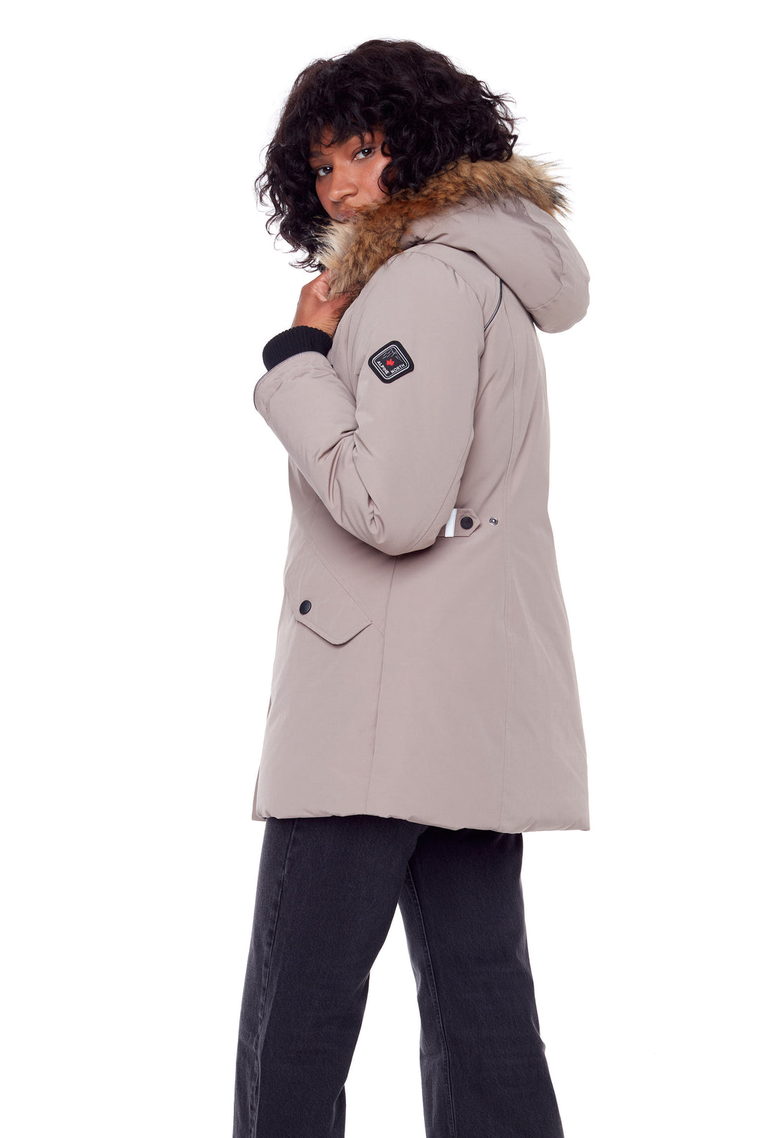 WOMEN'S VEGAN DOWN (RECYCLED) PARKA, TAUPE