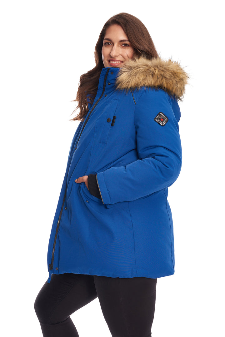 GLACIER PLUS | WOMEN'S VEGAN DOWN (RECYCLED) PARKA, COBALT (PLUS SIZE)