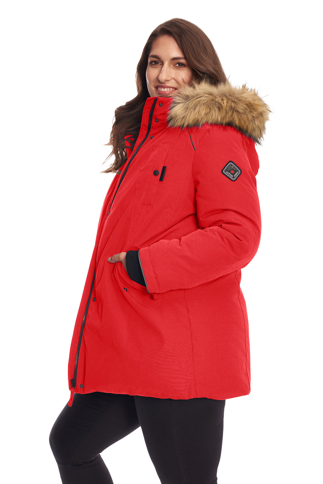 GLACIER PLUS | WOMEN'S VEGAN DOWN (RECYCLED) PARKA, CRIMSON (PLUS SIZE)