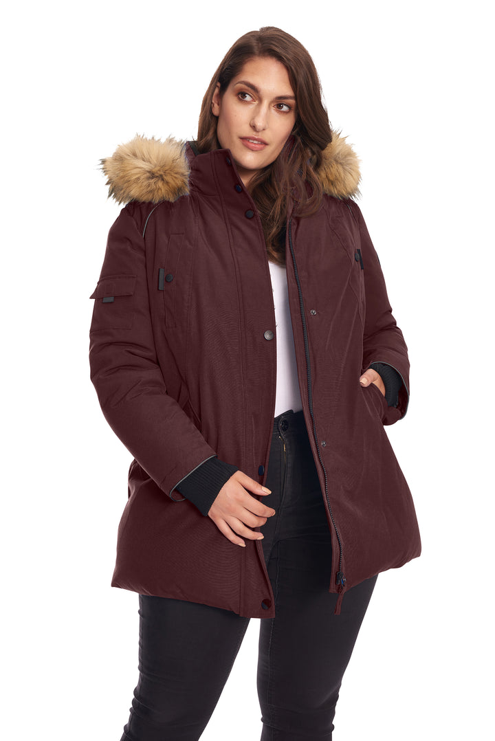 WOMEN'S VEGAN DOWN (RECYCLED) PARKA, GRAPE (PLUS SIZE)