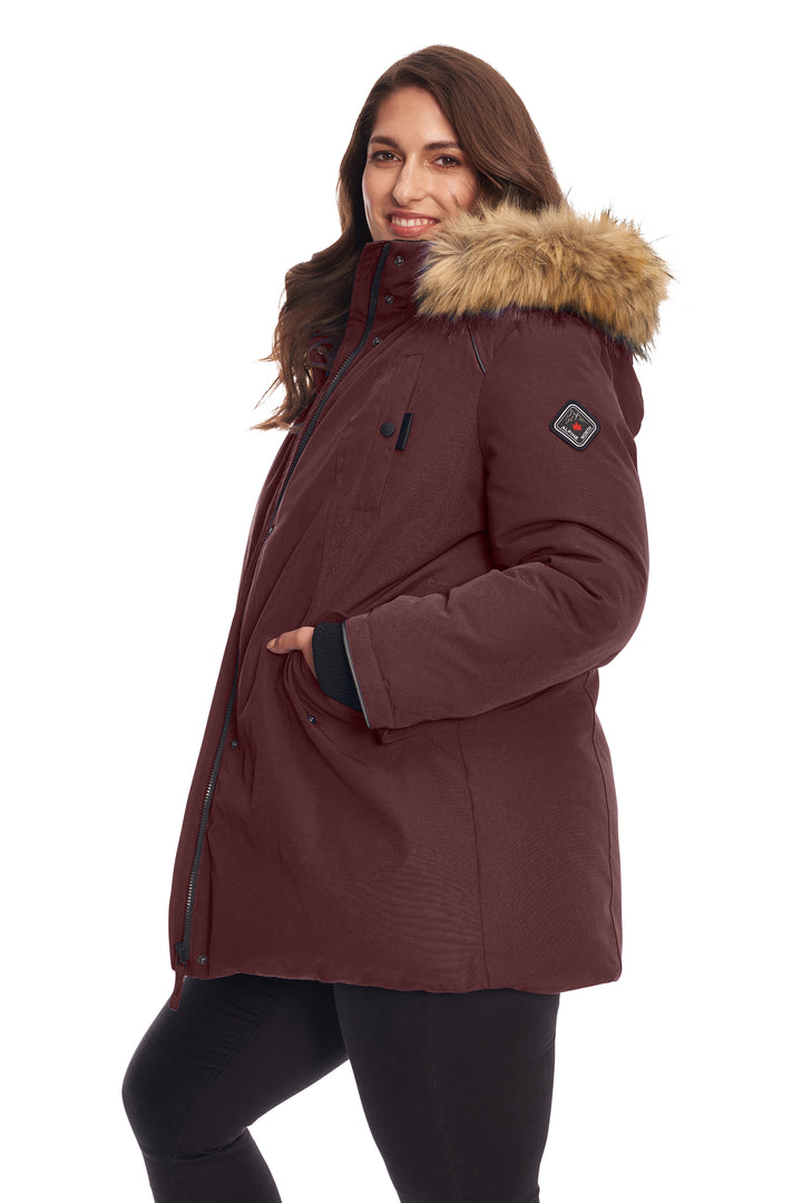 WOMEN'S VEGAN DOWN (RECYCLED) PARKA, GRAPE (PLUS SIZE)