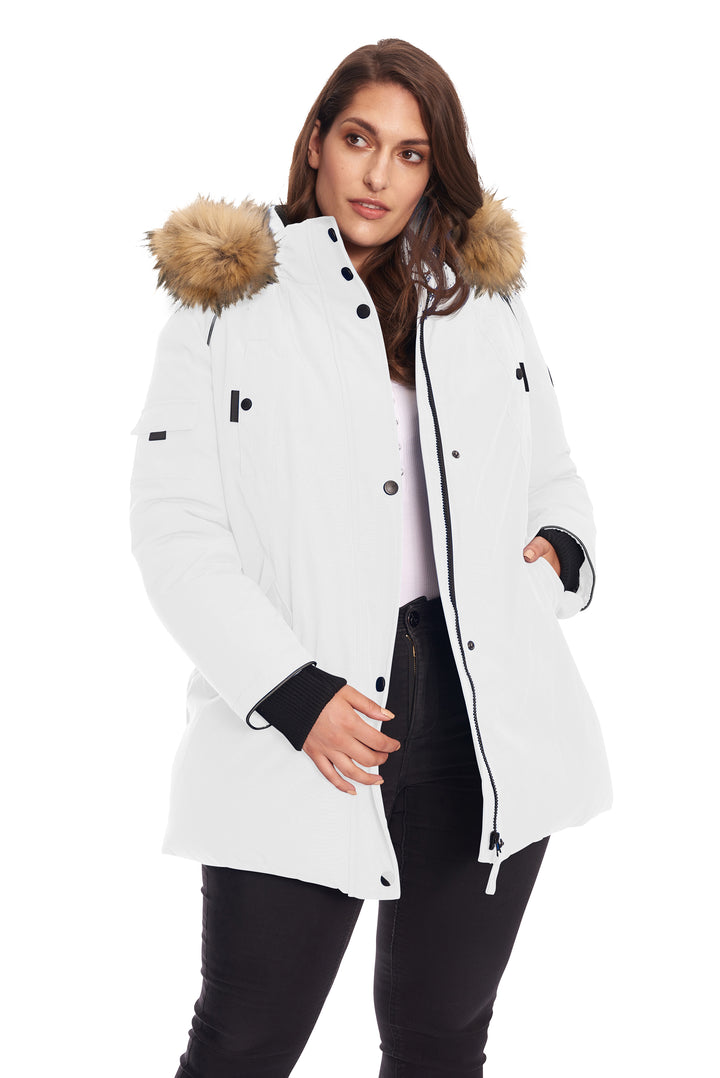 GLACIER PLUS | WOMEN'S VEGAN DOWN (RECYCLED) PARKA, WHITE (PLUS SIZE)