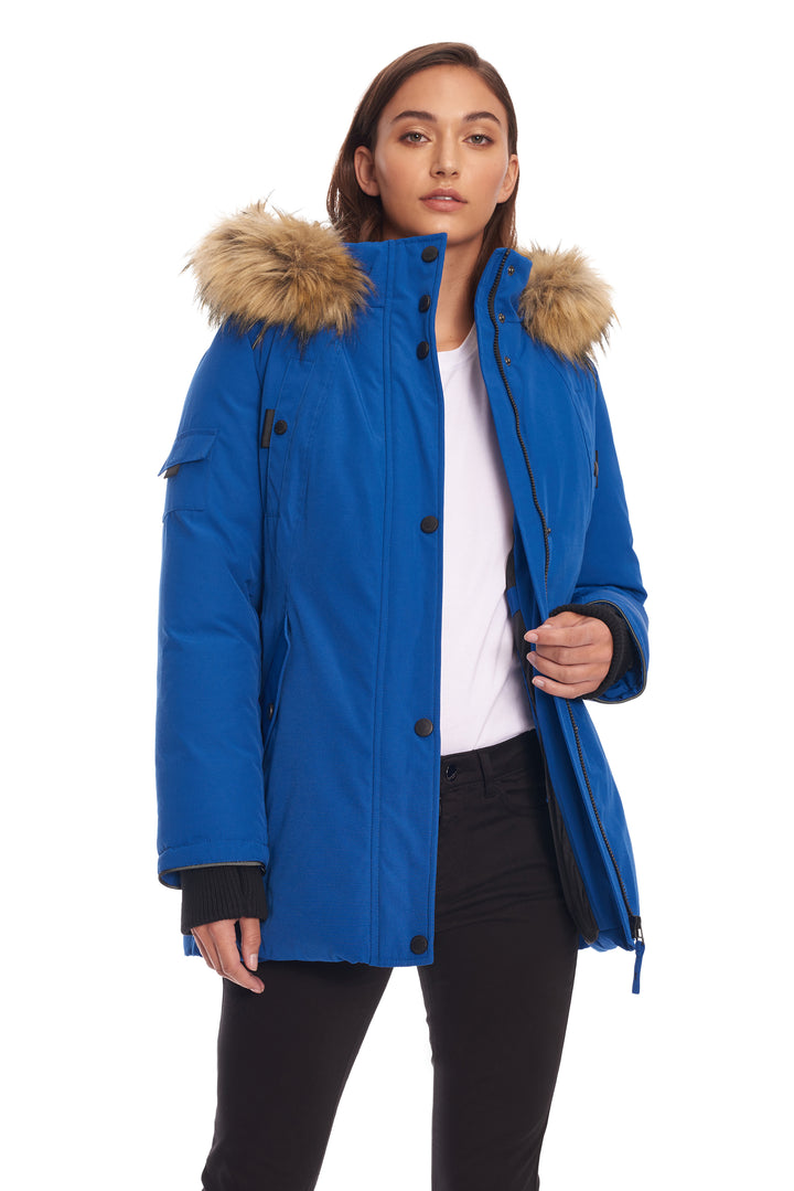 GLACIER | WOMEN'S VEGAN DOWN (RECYCLED) PARKA, COBALT