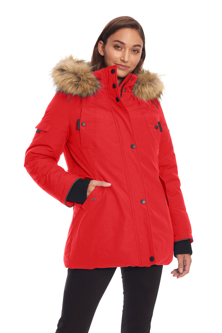 GLACIER | WOMEN'S VEGAN DOWN (RECYCLED) PARKA, CRIMSON