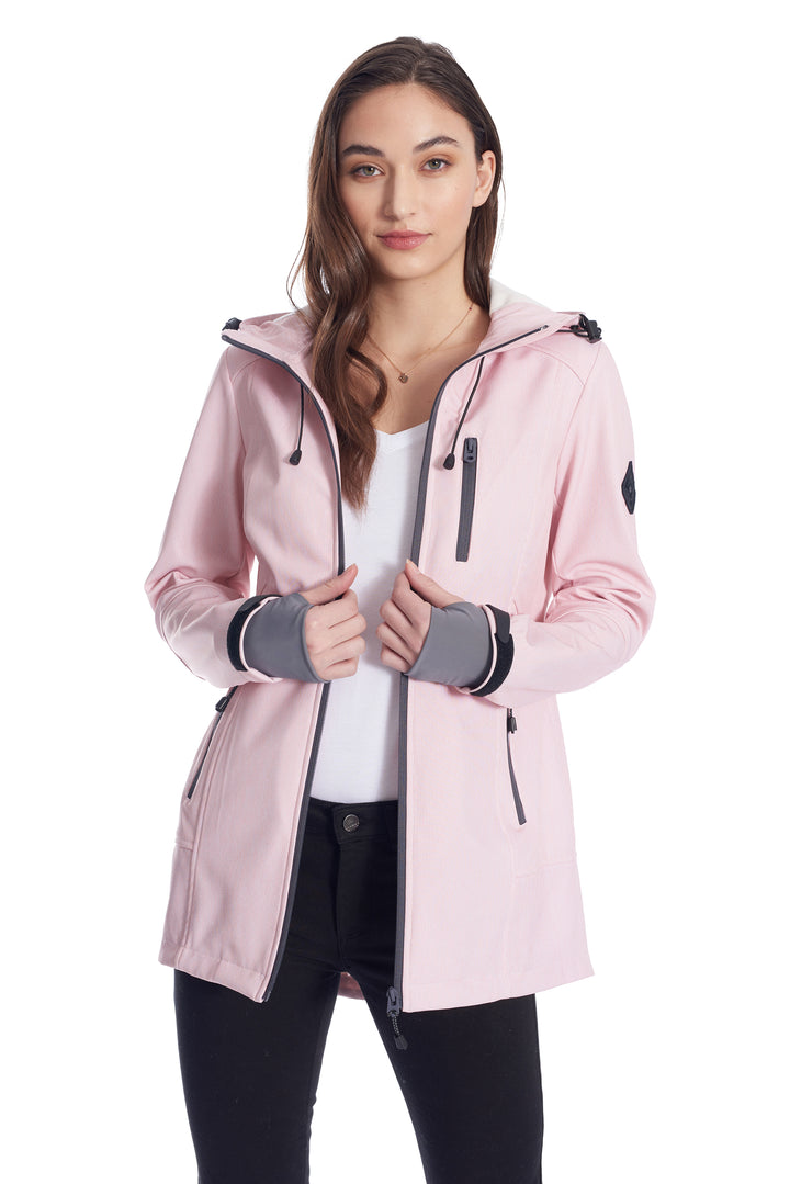 WOMEN'S SOFT PINK FLEECE LINED SOFTSHELL