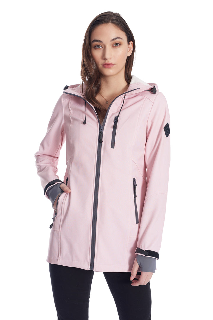 WOMEN'S SOFT PINK FLEECE LINED SOFTSHELL