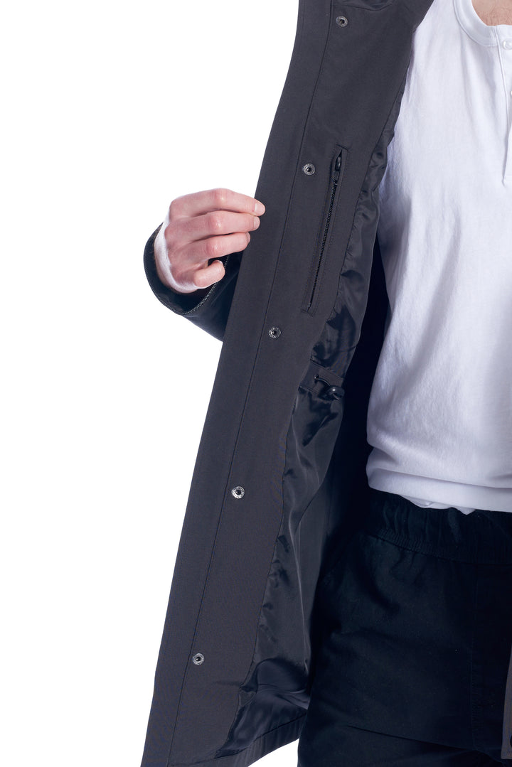 MEN'S DRAWSTRING RAINCOAT, PEWTER