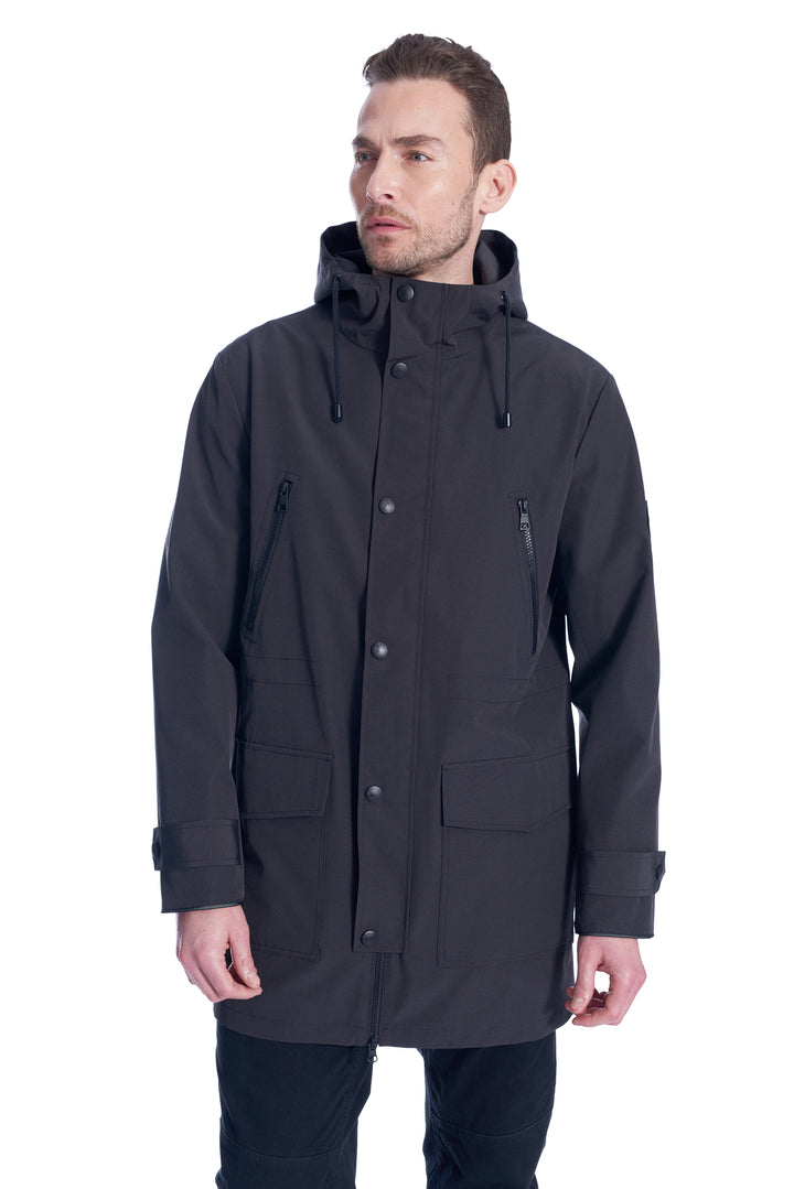 MEN'S DRAWSTRING RAINCOAT, PEWTER