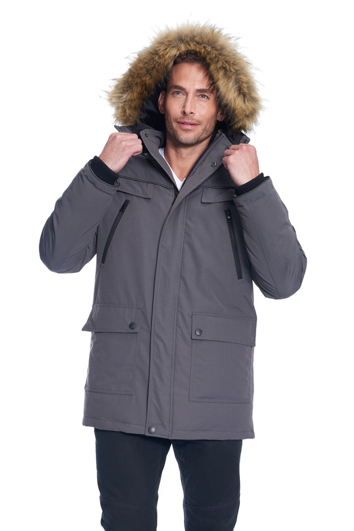 MEN'S VEGAN DOWN PARKA, DARK GREY