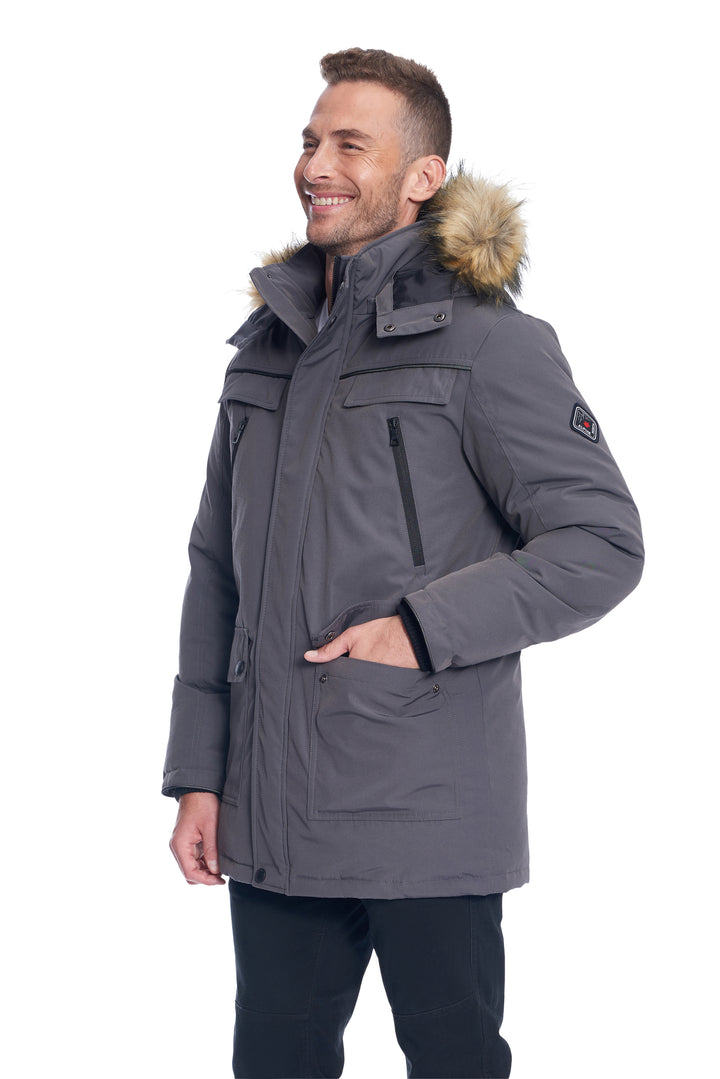 MEN'S VEGAN DOWN PARKA, DARK GREY