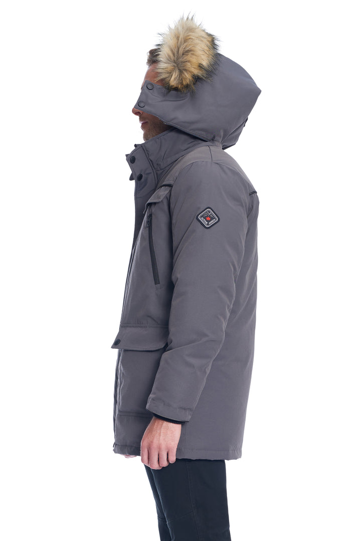MEN'S VEGAN DOWN PARKA, DARK GREY