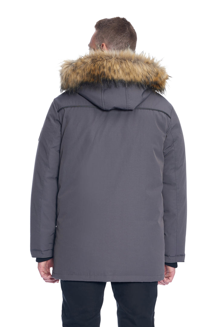 MEN'S VEGAN DOWN PARKA, DARK GREY