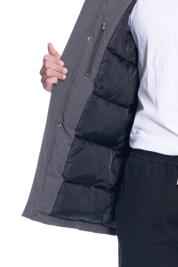 MEN'S VEGAN DOWN PARKA, DARK GREY