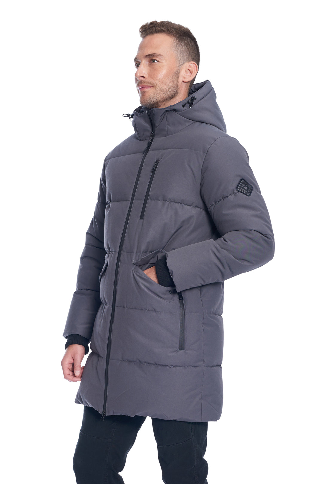 JASPER | MEN'S VEGAN DOWN (RECYCLED) PUFFER COAT, DARK GREY