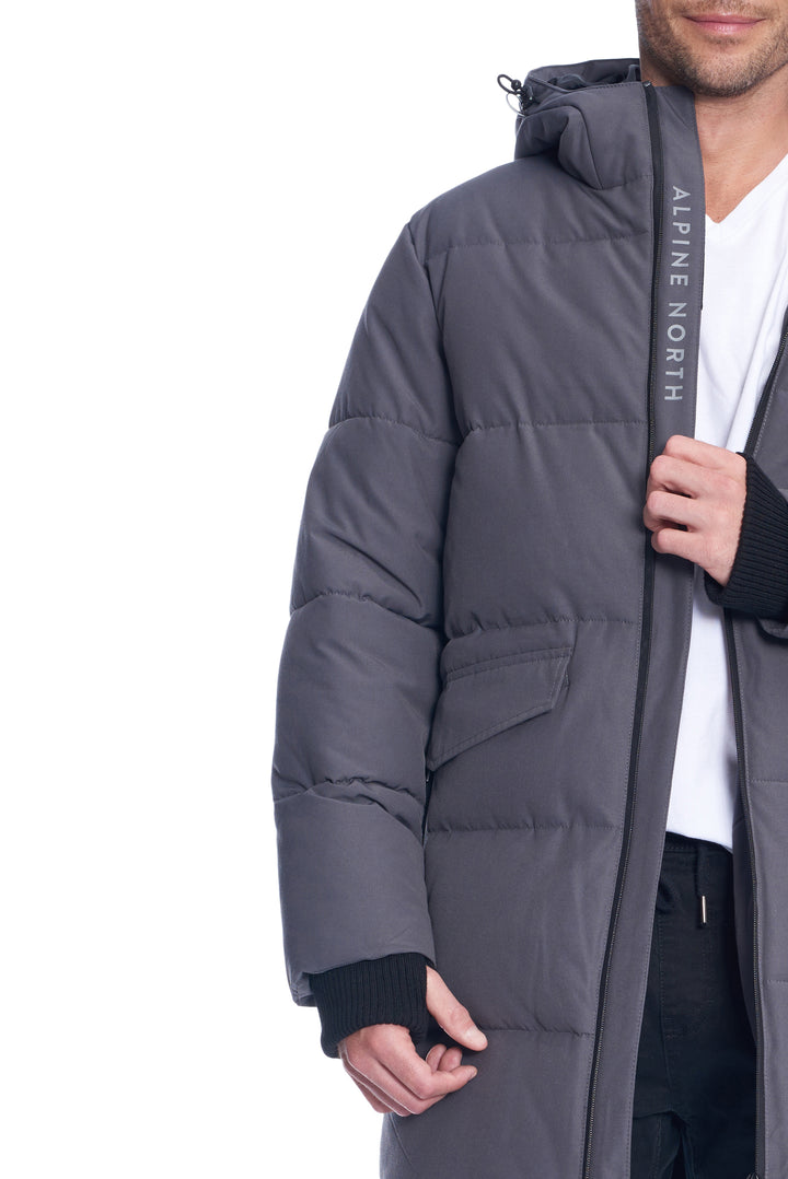 JASPER | MEN'S VEGAN DOWN (RECYCLED) PUFFER COAT, DARK GREY