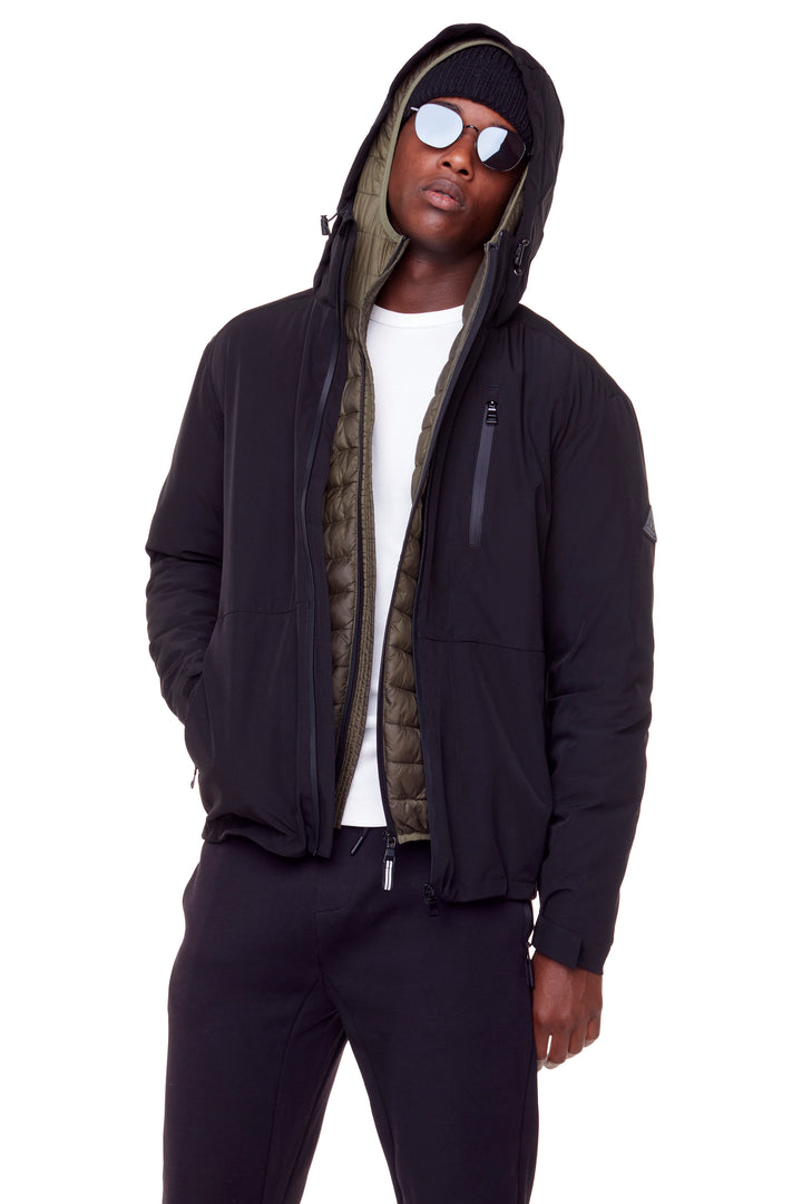 CARMACKS | UNISEX (RECYCLED) MIDWEIGHT RAIN SHELL JACKET, BLACK