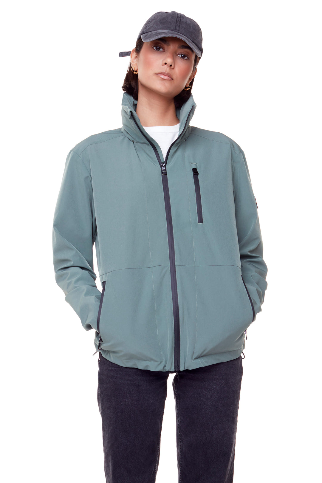 CARMACKS | UNISEX (RECYCLED) MIDWEIGHT RAIN SHELL JACKET, DUSTY GREEN