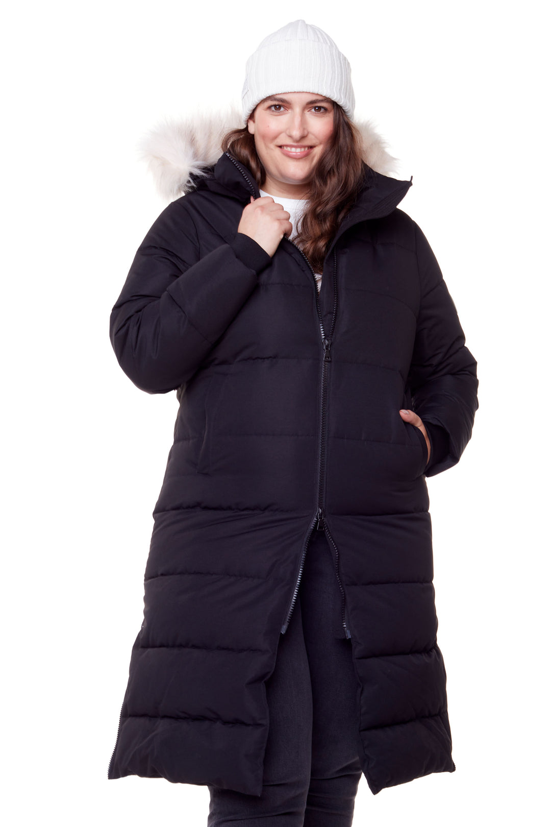 KLUANE PLUS | WOMEN'S VEGAN DOWN (RECYCLED) ULTRA LONG LENGTH PARKA, BLACK (PLUS SIZE)