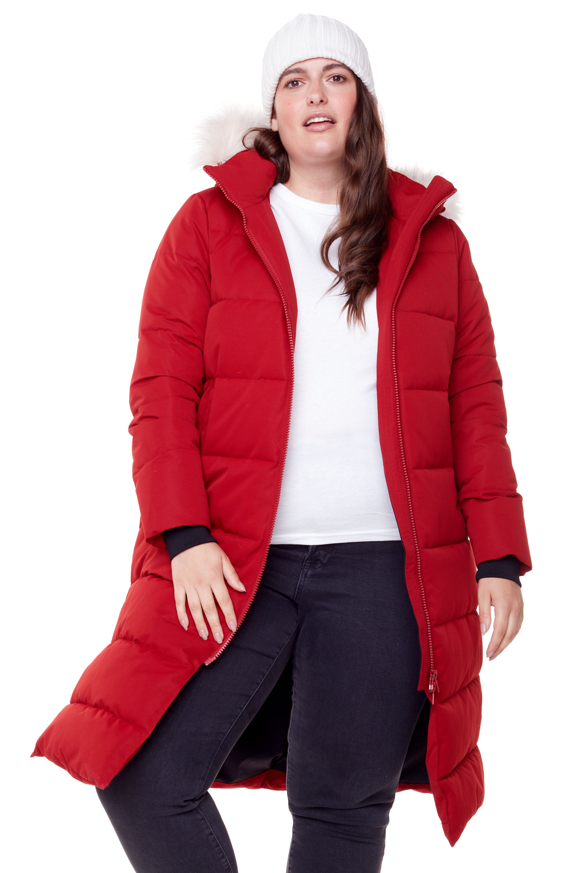 Plus size red parka 2025