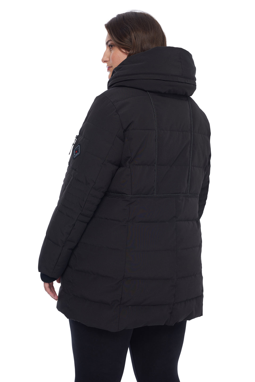 WOMEN'S VEGAN DOWN (RECYCLED) MID-LENGTH PARKA, BLACK (PLUS SIZE)