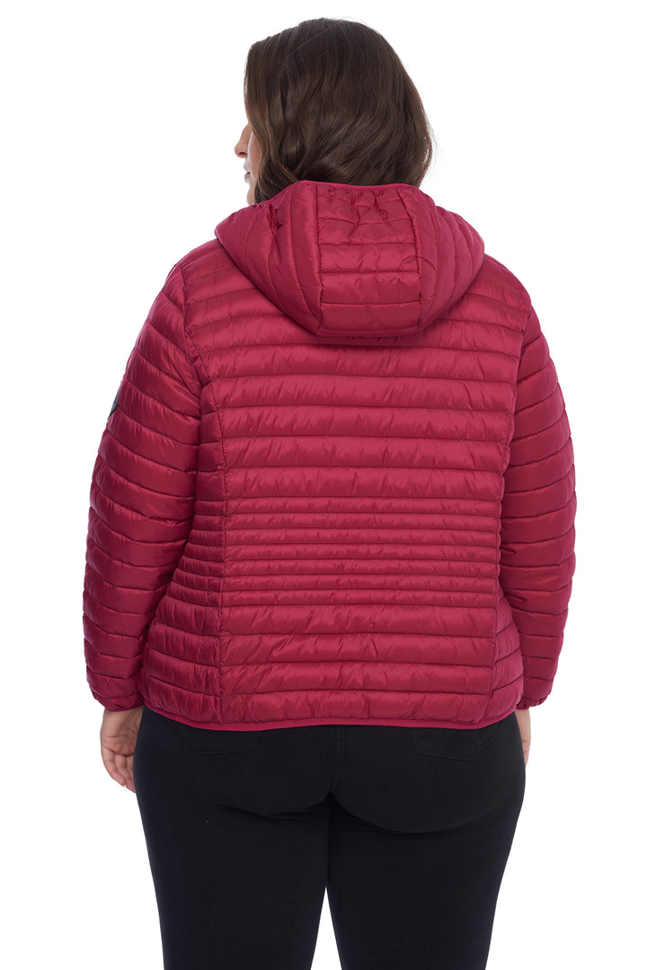 WOMEN'S VEGAN DOWN LIGHTWEIGHT PACKABLE PUFFER, RASPBERRY (PLUS SIZE)