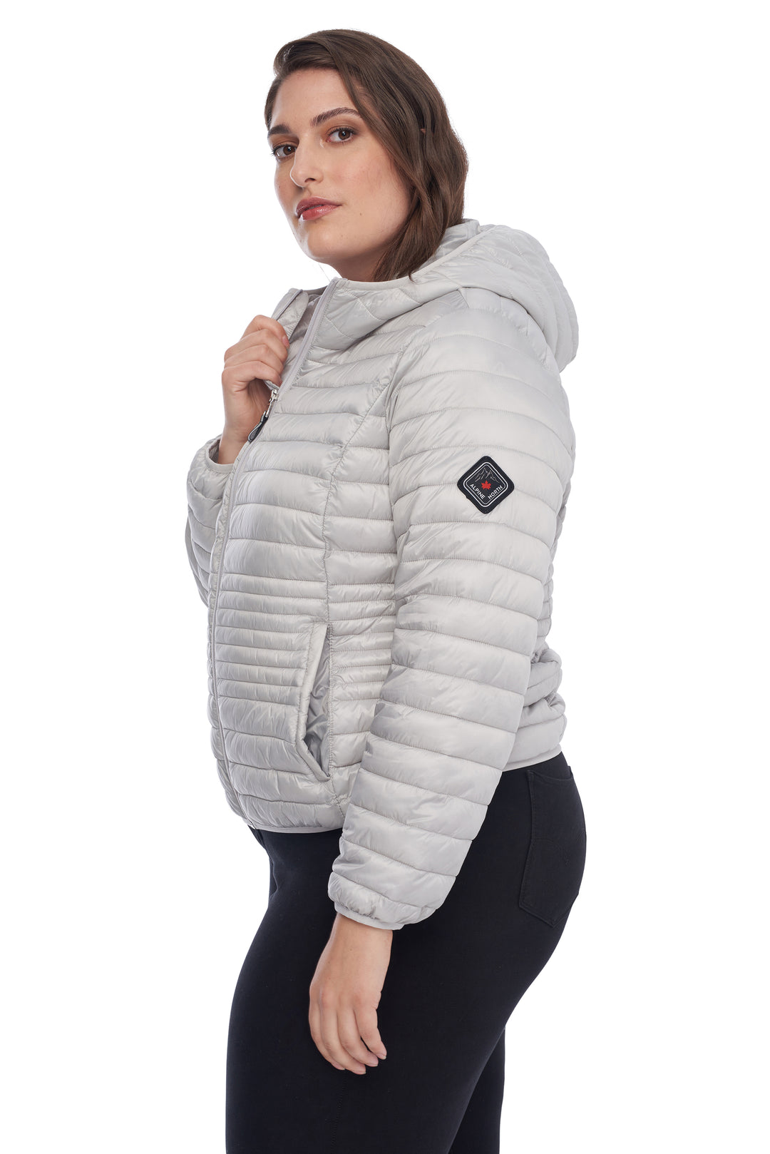 WOMEN'S VEGAN DOWN LIGHTWEIGHT PACKABLE PUFFER, SILVER (PLUS SIZE)