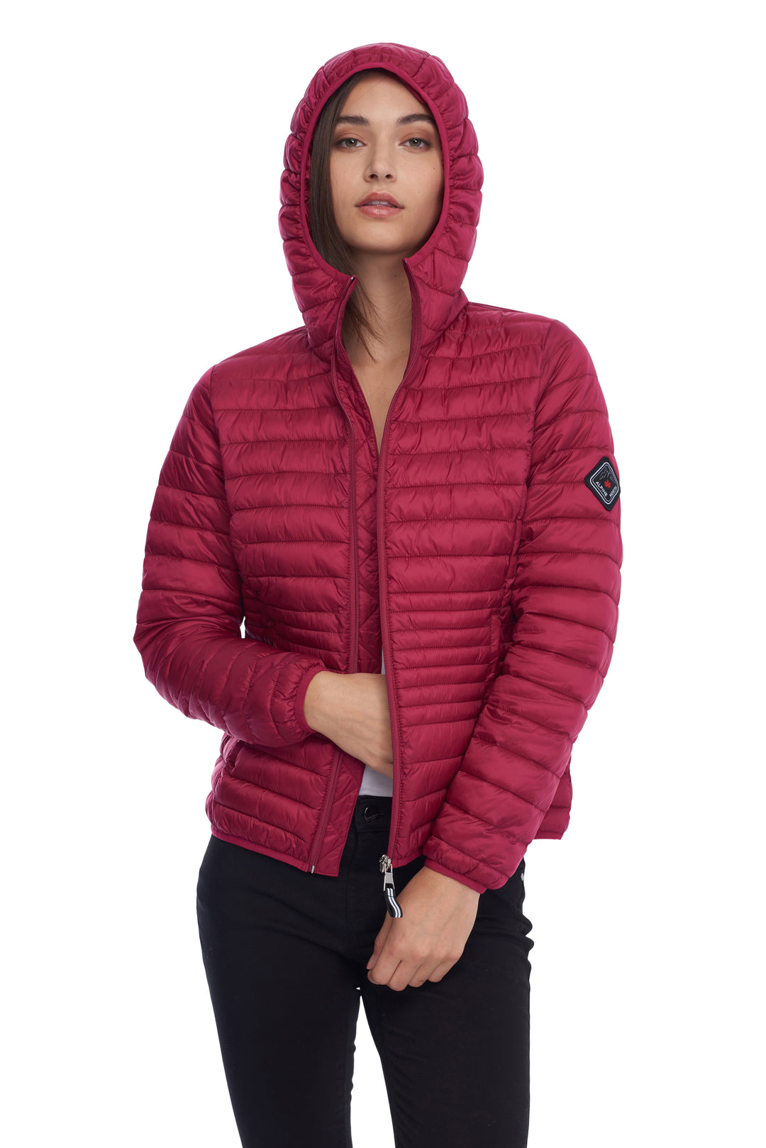 WOMEN'S VEGAN DOWN LIGHTWEIGHT PACKABLE PUFFER, RASPBERRY