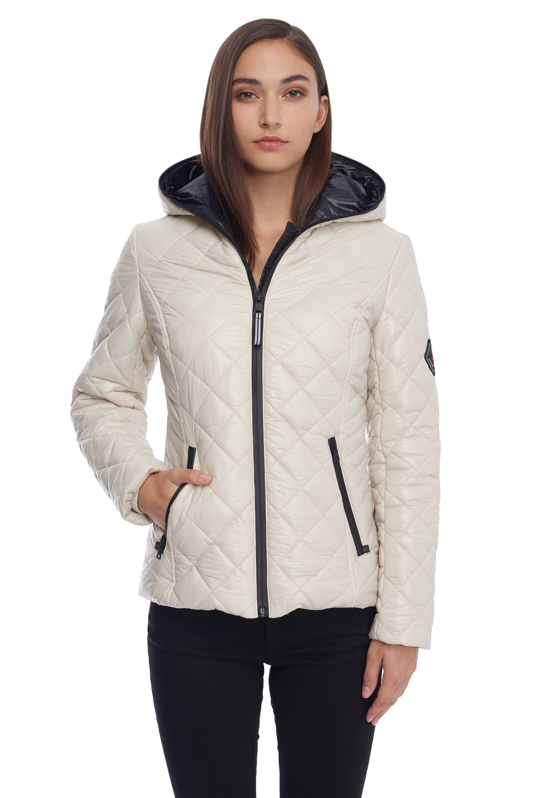 WOMEN'S BONE VEGAN QUILTED LIGHTWEIGHT HOODED PUFFER