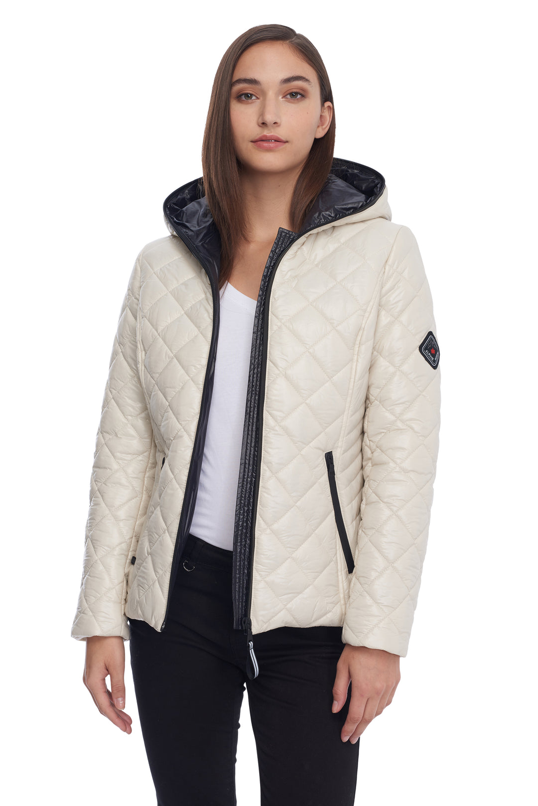 WOMEN'S BONE VEGAN QUILTED LIGHTWEIGHT HOODED PUFFER