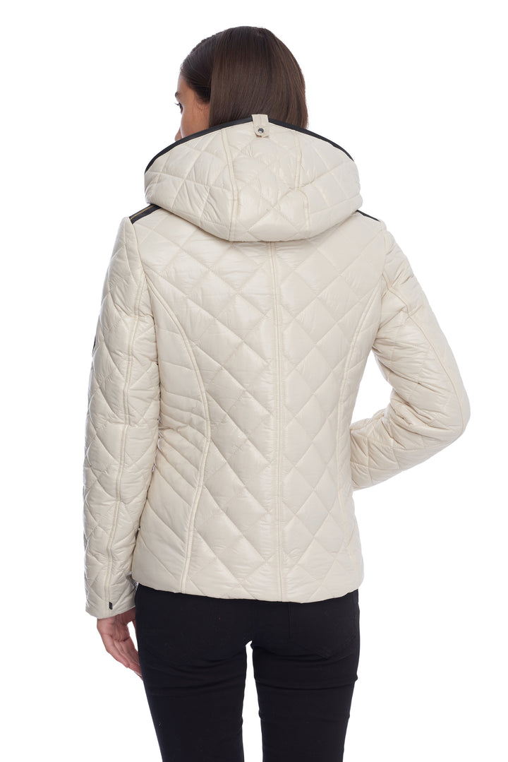 WOMEN'S BONE VEGAN QUILTED LIGHTWEIGHT HOODED PUFFER