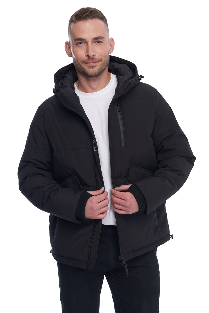 MEN'S VEGAN DOWN PUFFER JACKET, BLACK