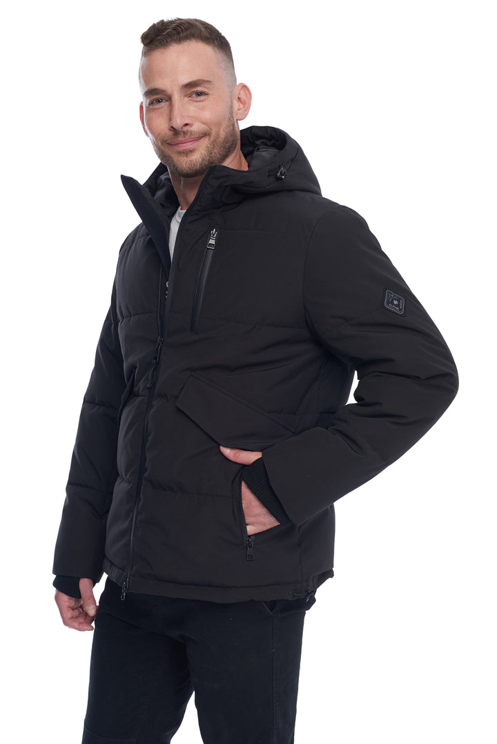 MEN'S VEGAN DOWN PUFFER JACKET, BLACK