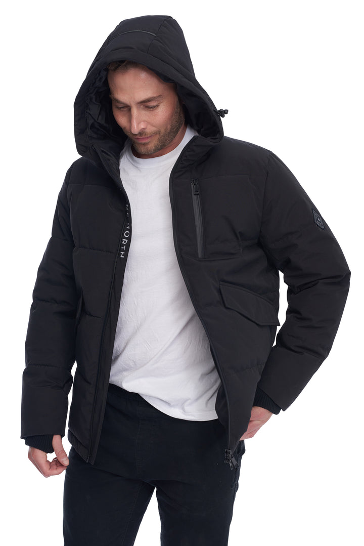 MEN'S VEGAN DOWN PUFFER JACKET, BLACK