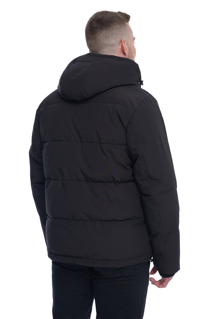 MEN'S VEGAN DOWN PUFFER JACKET, BLACK