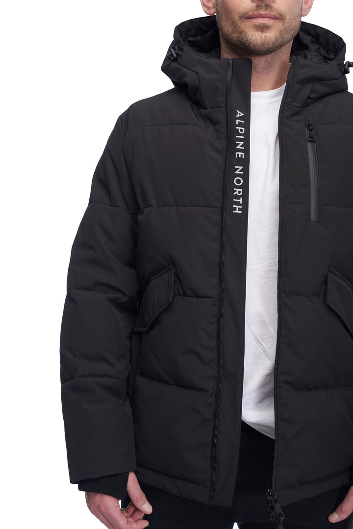 MEN'S VEGAN DOWN PUFFER JACKET, BLACK