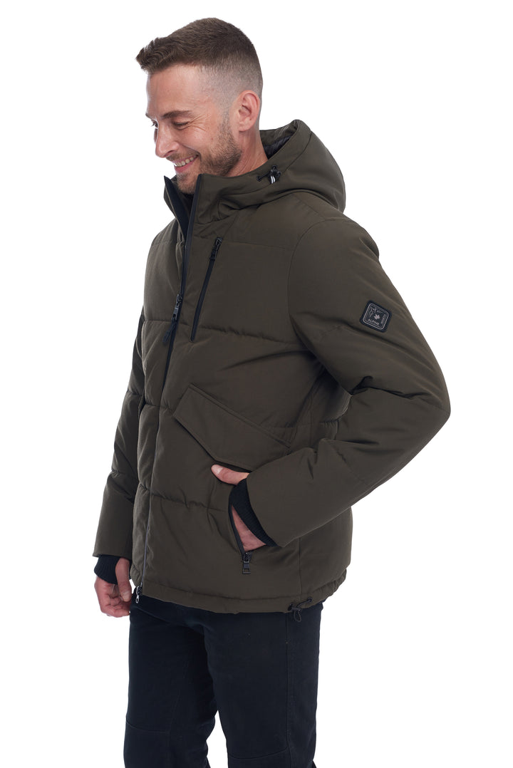 MEN'S VEGAN DOWN PUFFER JACKET, OLIVE