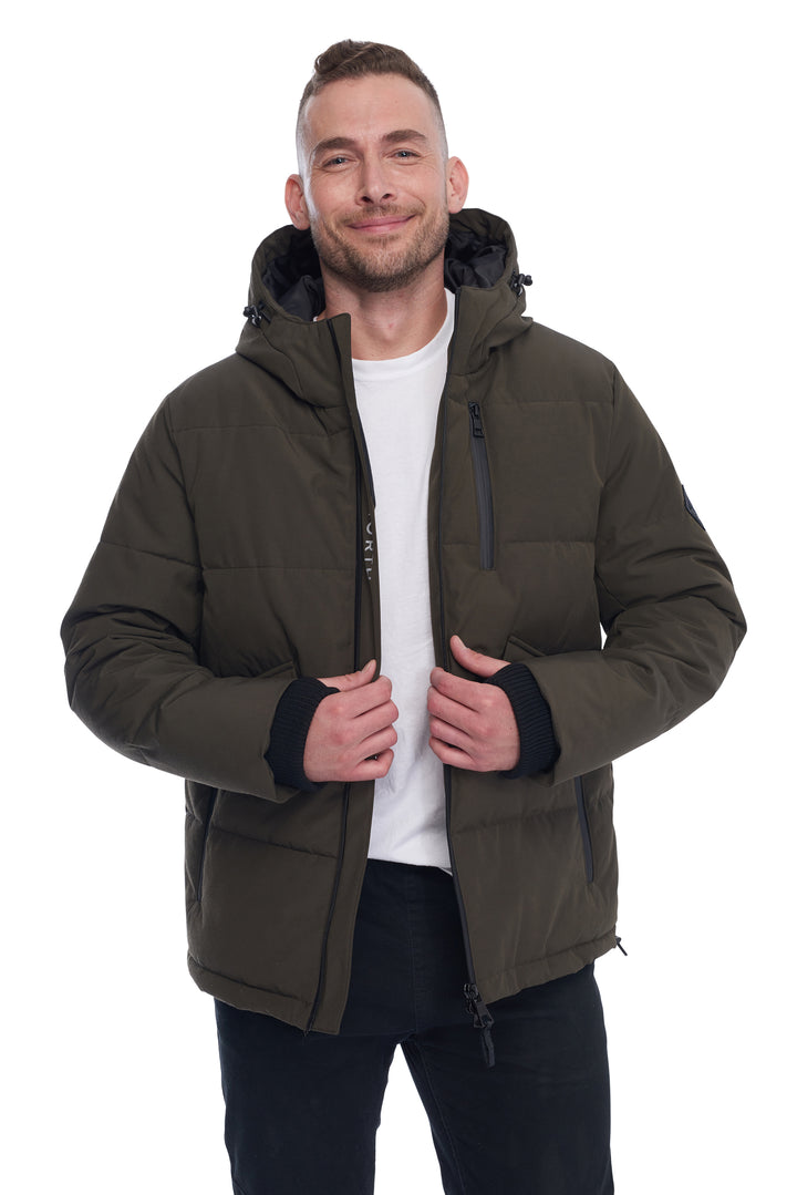 MEN'S VEGAN DOWN PUFFER JACKET, OLIVE