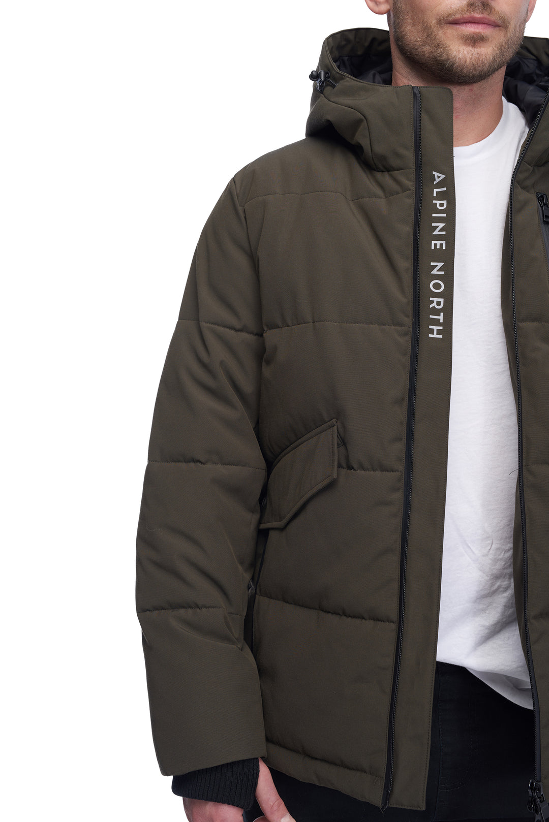 MEN'S VEGAN DOWN PUFFER JACKET, OLIVE