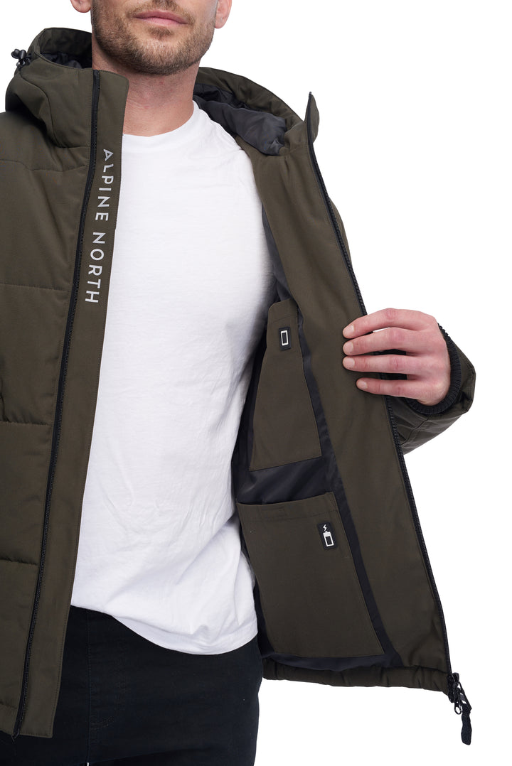 MEN'S VEGAN DOWN PUFFER JACKET, OLIVE