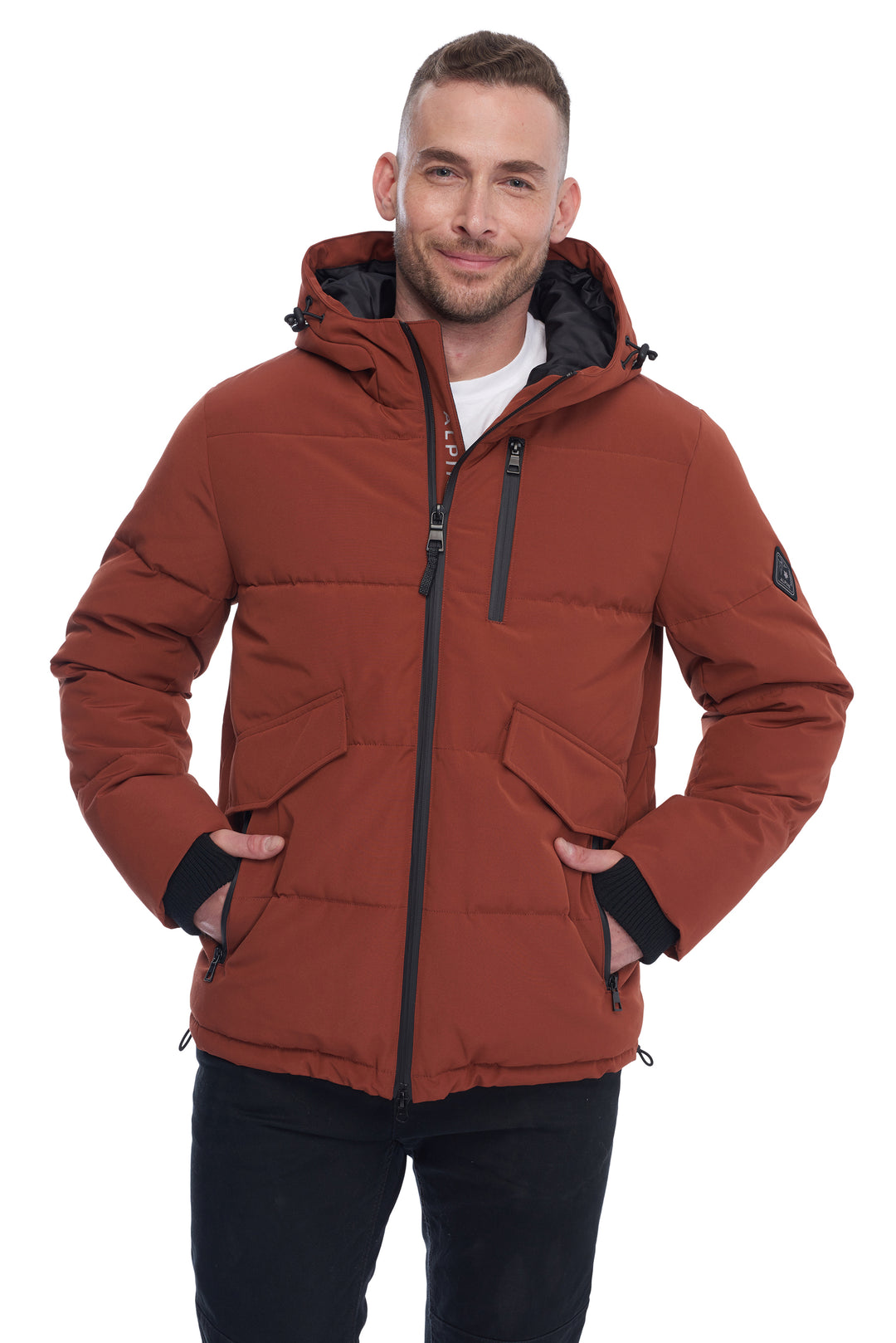 MEN'S VEGAN DOWN PUFFER JACKET, RUST