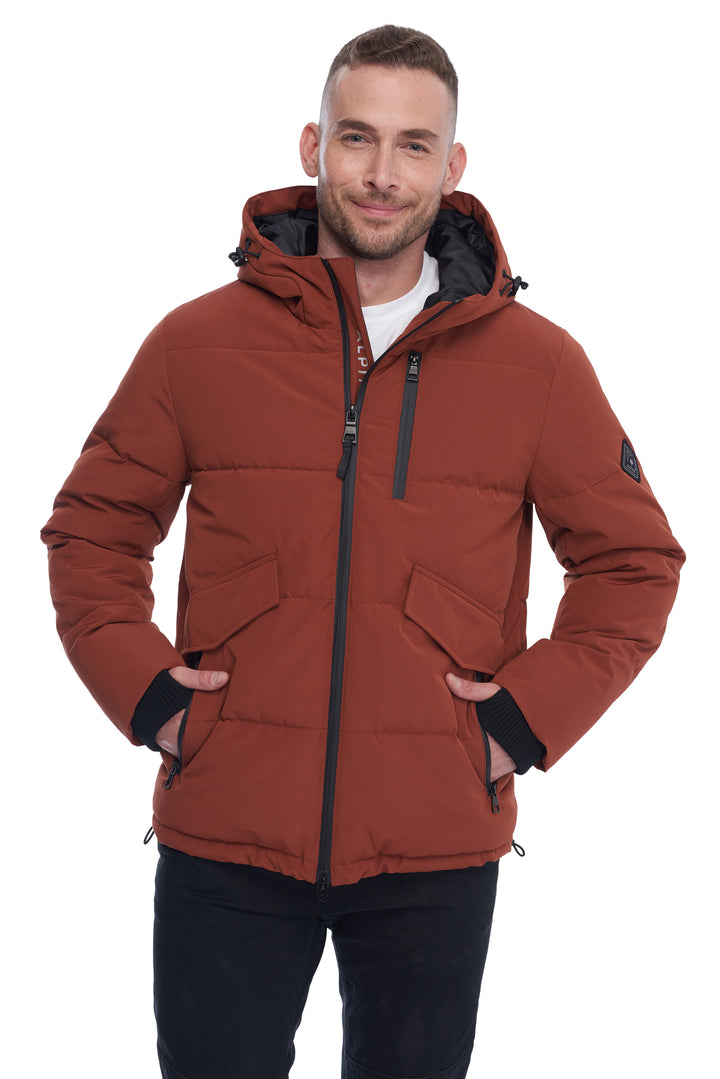 MEN'S VEGAN DOWN PUFFER JACKET, RUST