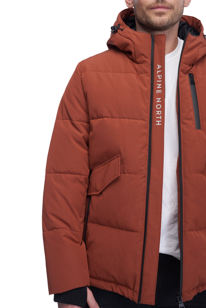 MEN'S VEGAN DOWN PUFFER JACKET, RUST