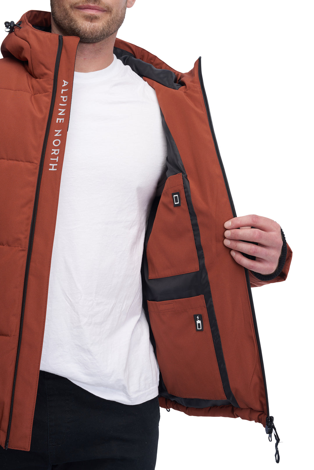 MEN'S VEGAN DOWN PUFFER JACKET, RUST
