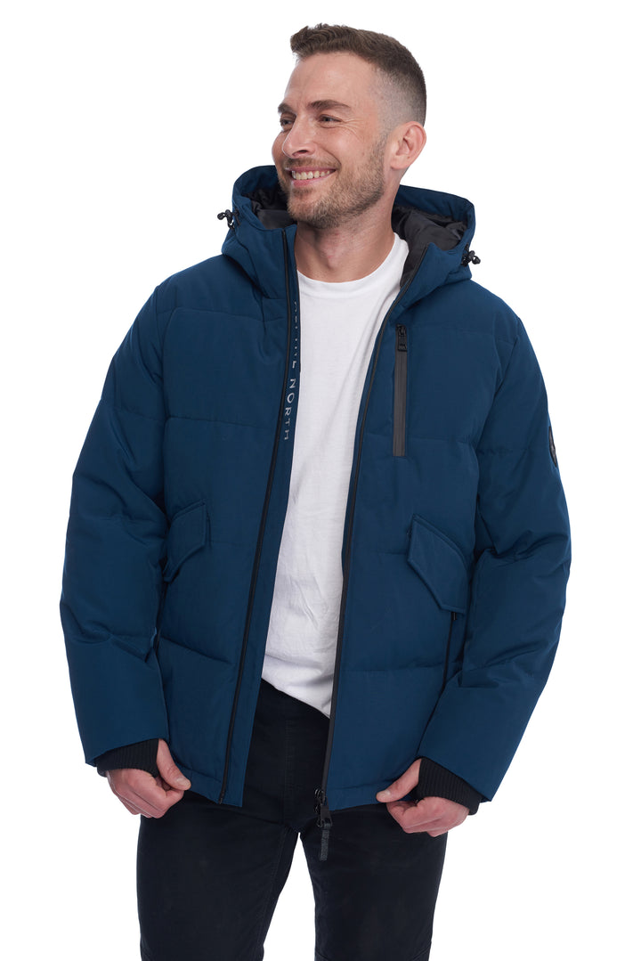 MEN'S VEGAN DOWN PUFFER JACKET, SEA BLUE