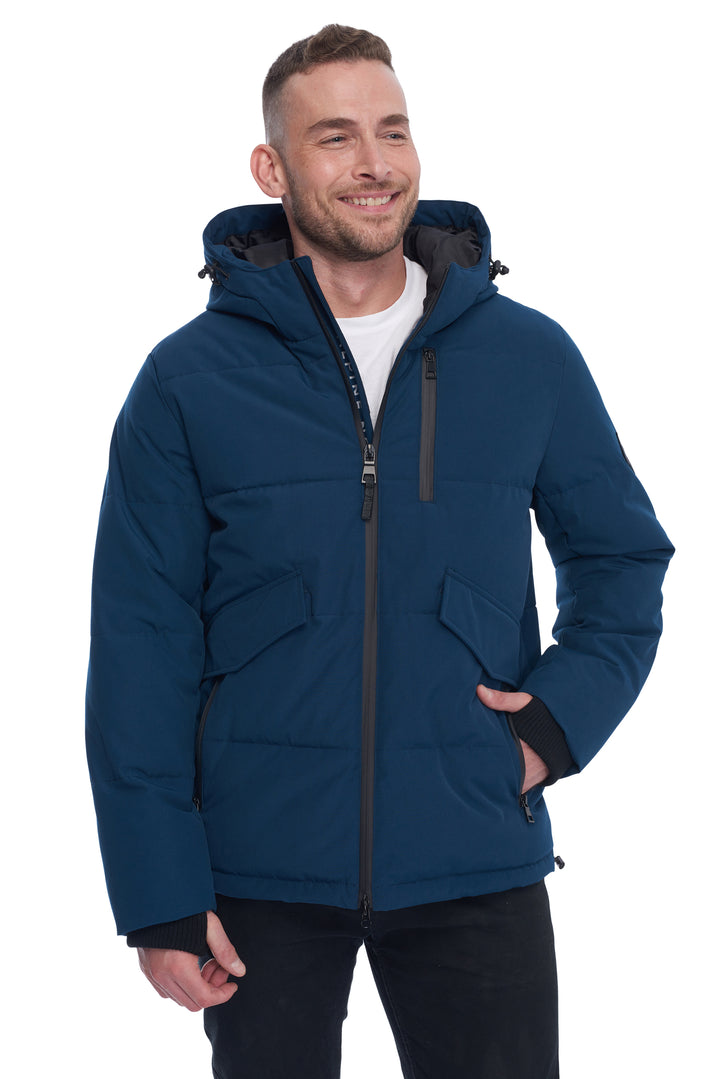 MEN'S VEGAN DOWN PUFFER JACKET, SEA BLUE