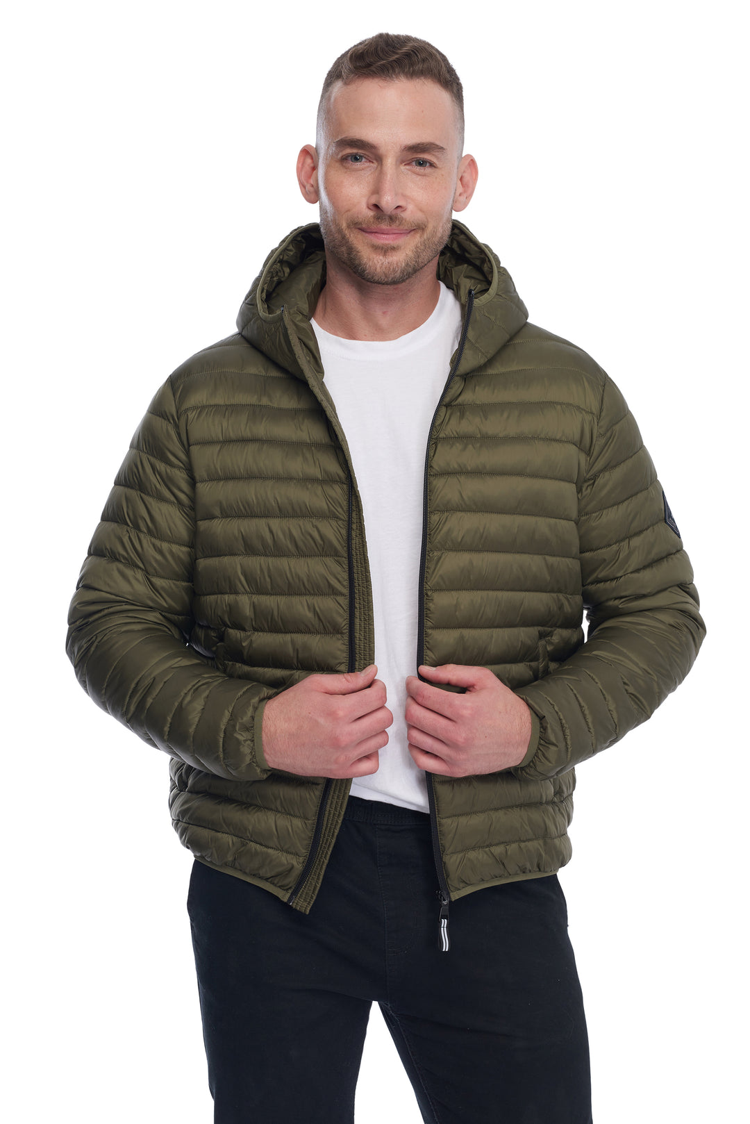 MEN'S VEGAN DOWN LIGHTWEIGHT PACKABLE PUFFER, OLIVE