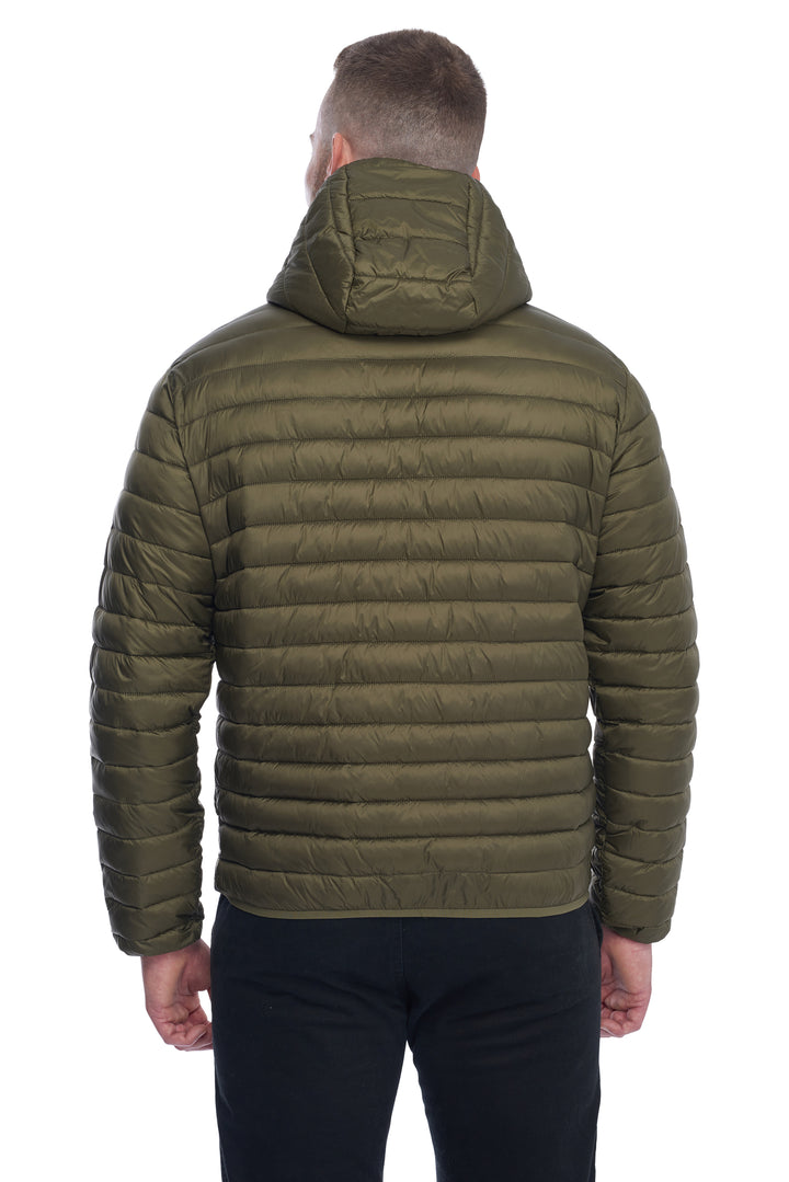 MEN'S VEGAN DOWN LIGHTWEIGHT PACKABLE PUFFER, OLIVE